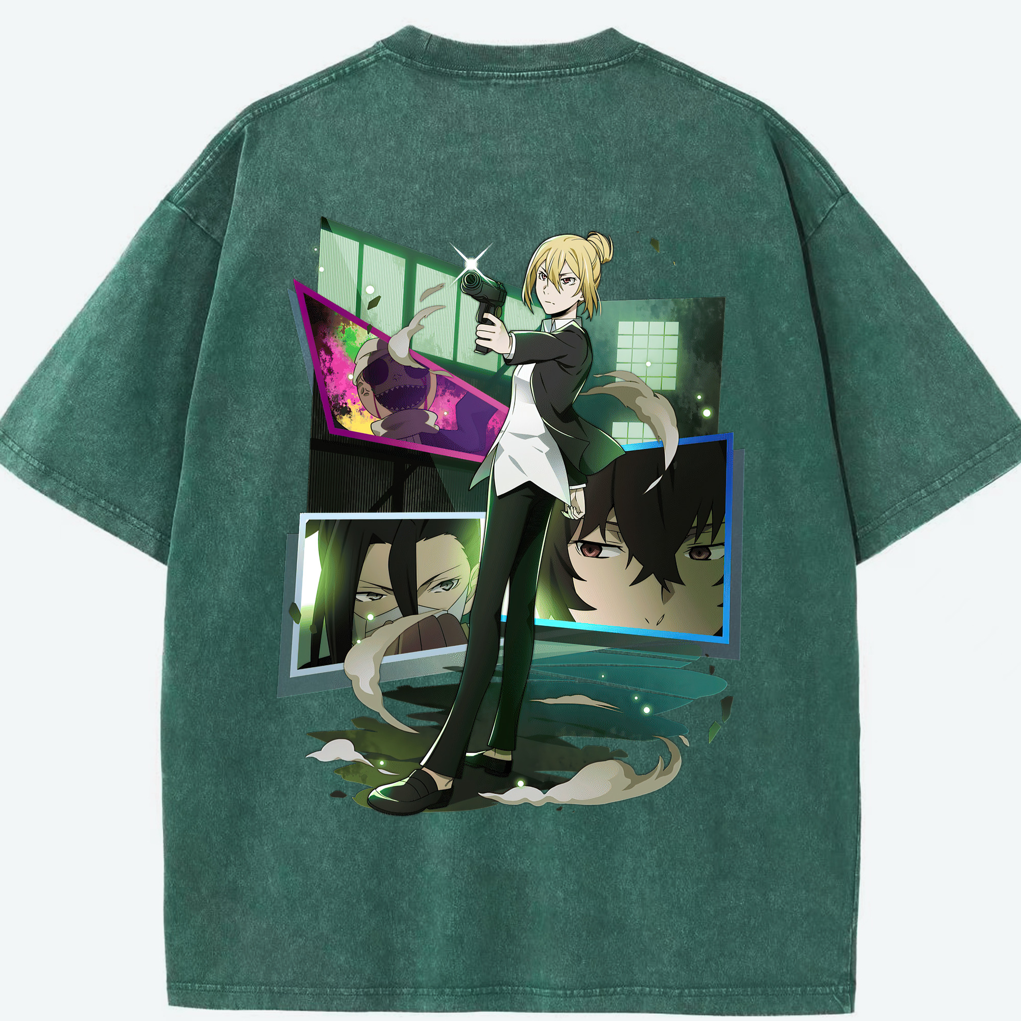 （画像用） 文豪ストレイドッグス Bungo Stray Dogs 綿100% ヴィンテージ風 半袖Tシャツ（背面プリント）
